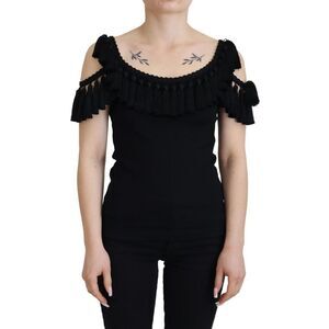 Dolce & Gabbana Dolce Gabbana TSH83190 Black Tassel Top Women Black Tops &